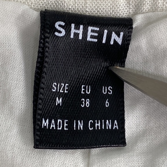 Shein Off White Linen Blend High Rise Cuffed Shorts Size Medium - Picture 4 of 4